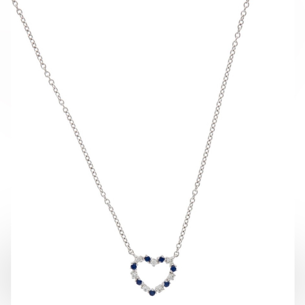 ‼️18K Diamond & Sapphire Heart Pendant Necklace